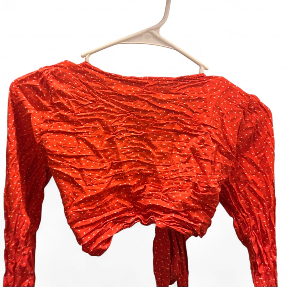 Elegant Red Crop Women's Blouse